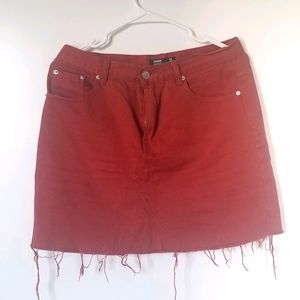 GLASSONS Red denim mini skirt